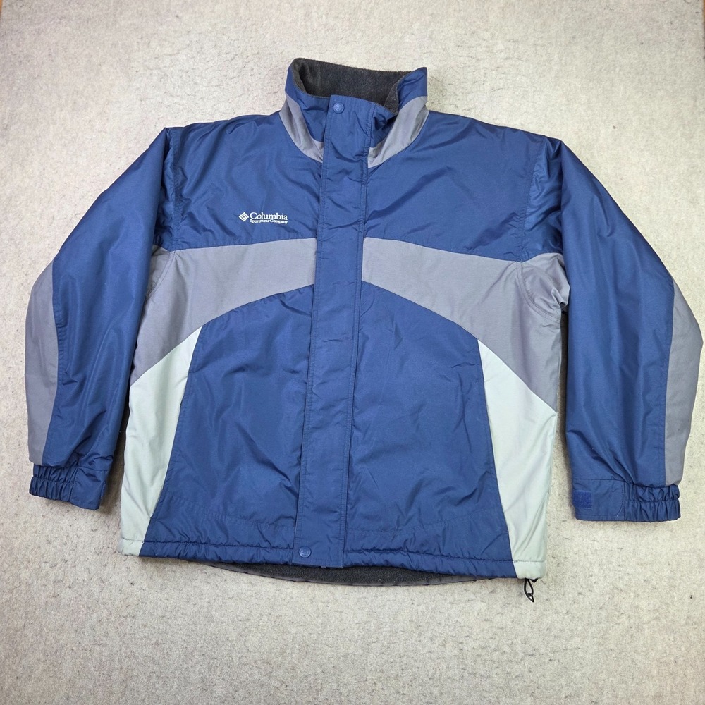 Columbia Ski Jacket Mens L Blue Insulated Full Zip Snap Sterling Pass